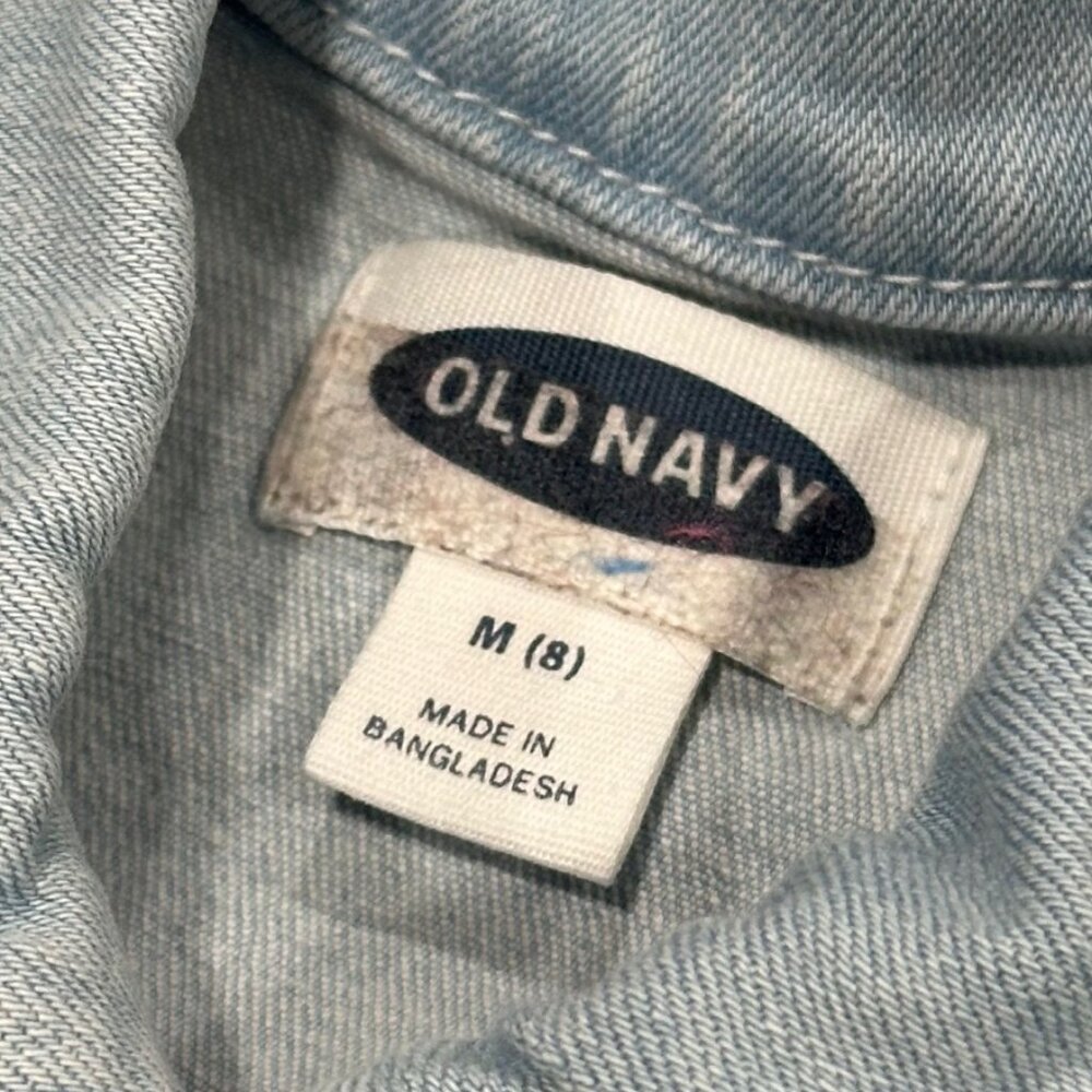 Old Navy Light Wash Kid's Denim Jean Jacket, Size M (8) - Picture 3 of 5